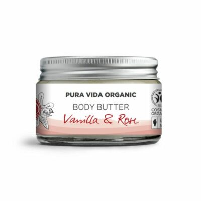Pura Vida Organic CBD Tělové máslo, vanilka a růže, 1000 mg 50 ml