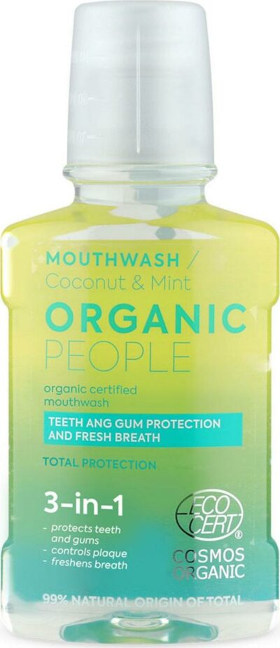 Organic People Organická certifikovaná ústní voda Kokos a Máta 250 ml