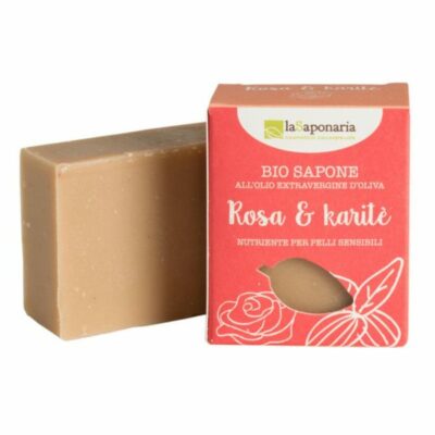 laSaponaria Tuhé olivové mýdlo BIO - Růžový olej a bambucké máslo 100 g